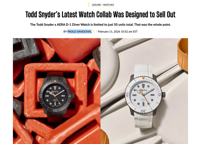 Insidehook: Todd Snyder’s Latest Watch Collab Was Designed to Sell Out