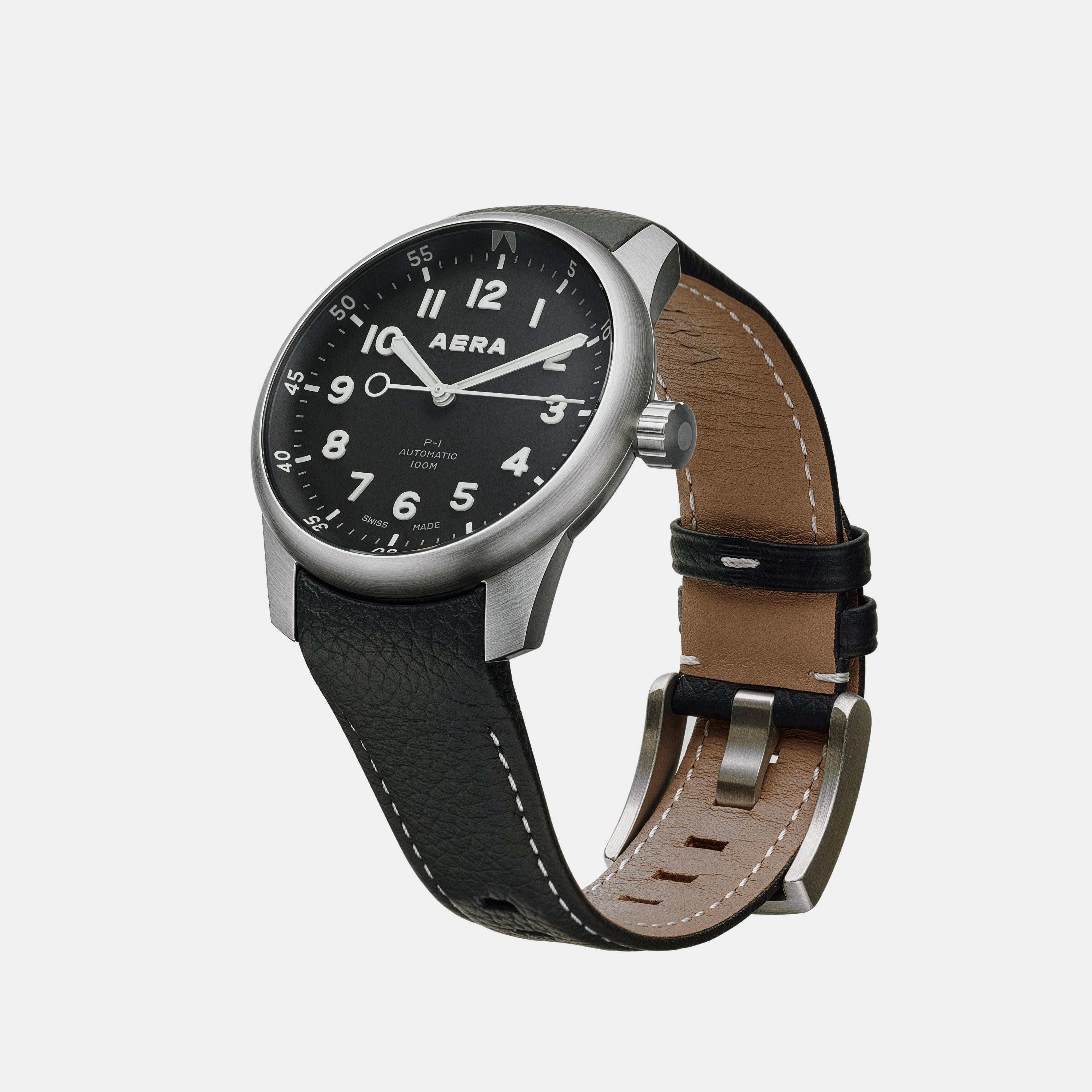 P-1 Pilot | Black Dial Swiss Automatic Pilot, 43mm | AERA – AERA
