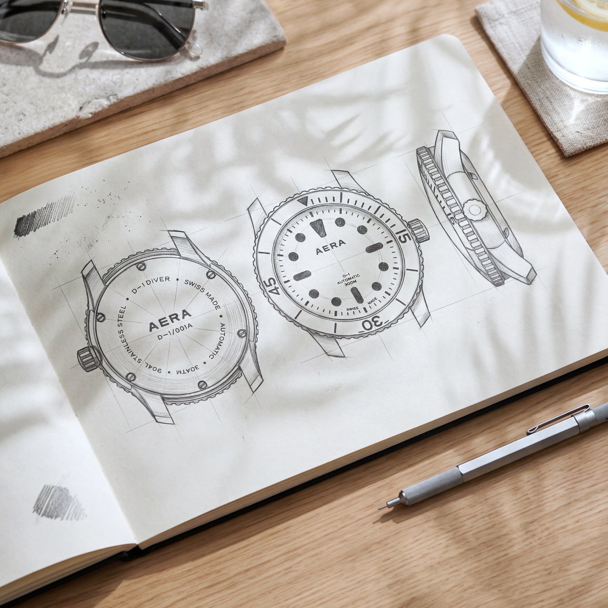 D-1 Ocean | Blue Dial Swiss Automatic Diver, 300m | AERA – AERA