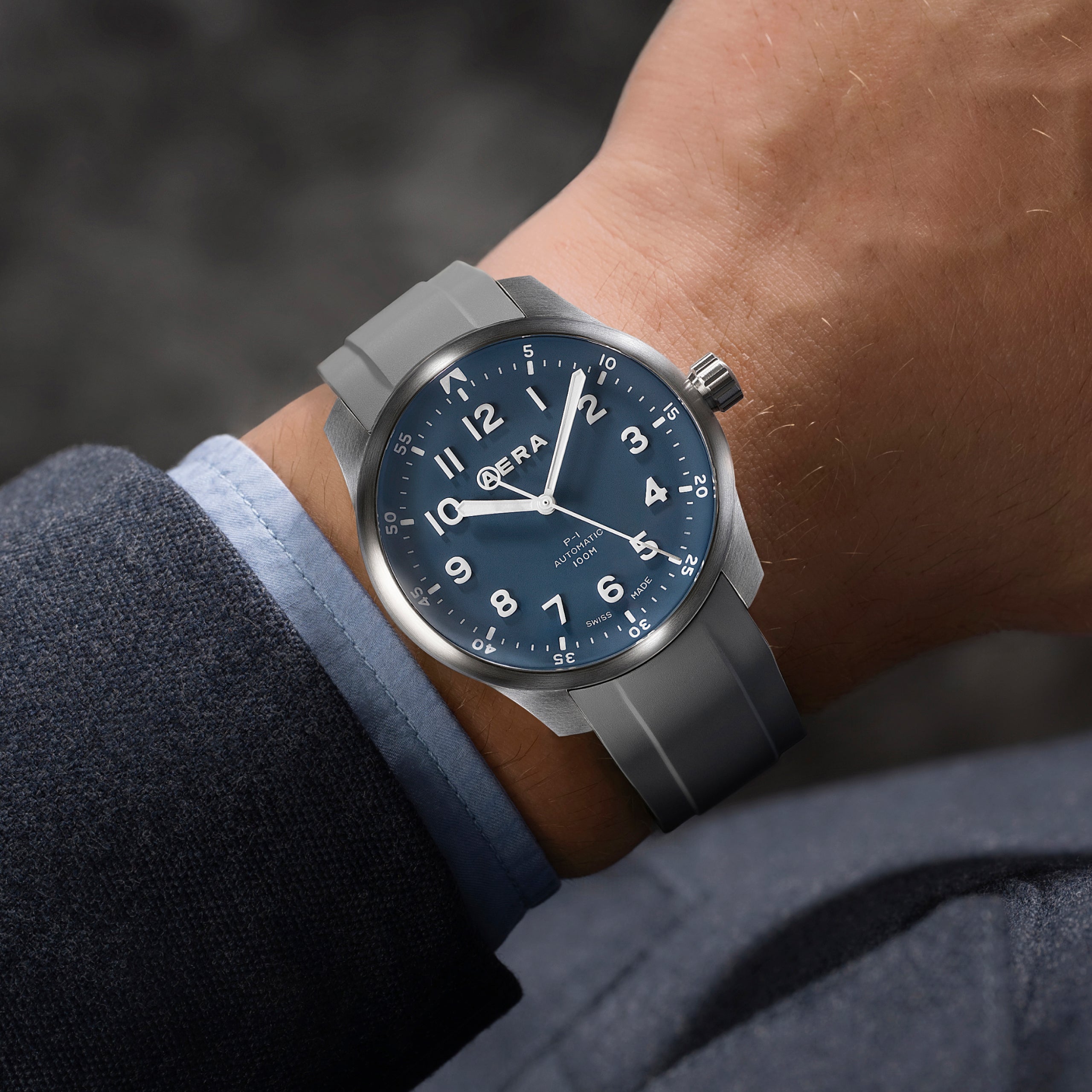 P-1 Air Force | Grey-Blue Swiss Automatic Pilot, 43mm | AERA